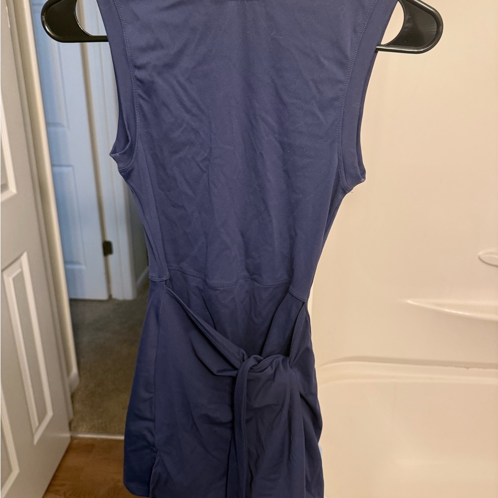 Navy Sleeveless Dress with Tie Waist